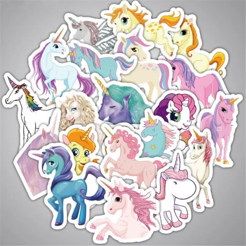 Omilut 33pcs Unicorn Stickers Notebook Suitcase Car Luggage Moto Bike Bicycle Guitar Skateboard Child | Дом и сад