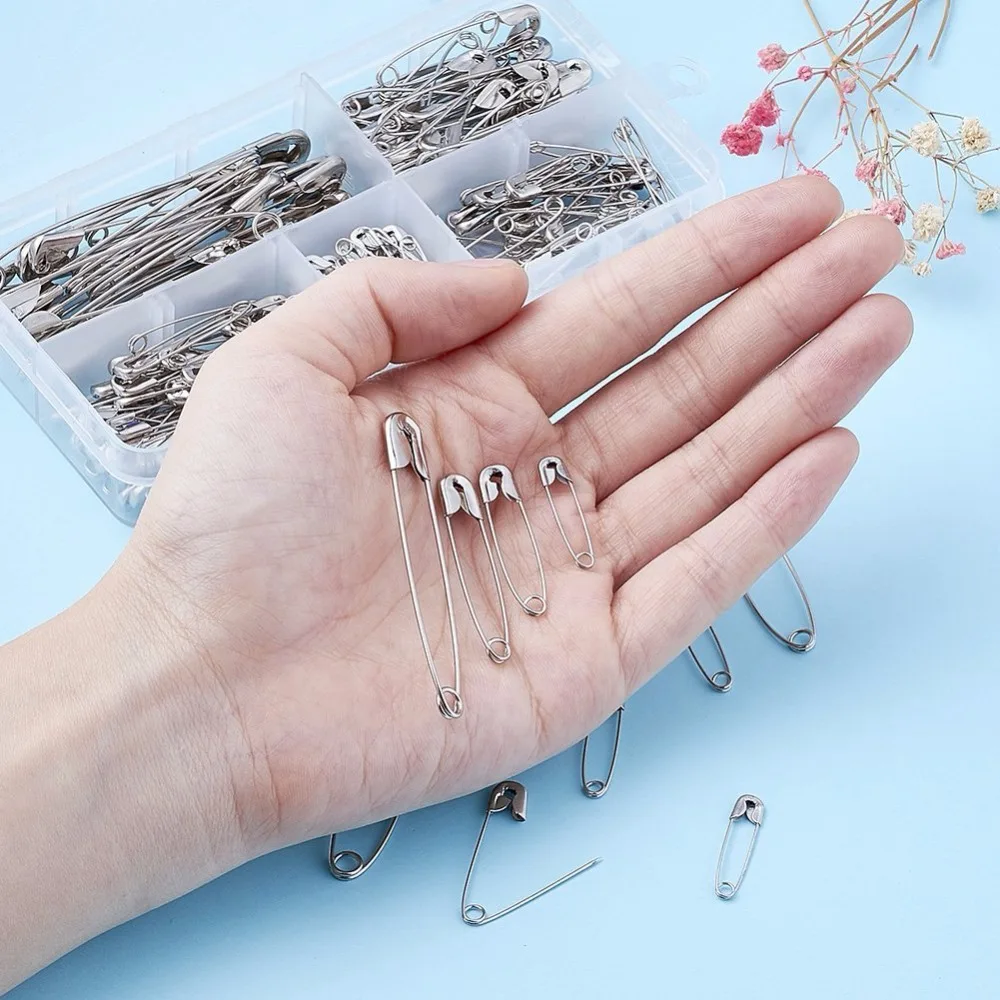 

Pandahall 220pcs/box Safety Pins Sets for Home Office Use Art Sewing Jewelry Making 6-Size 22mm 28mm 32mm 38mm 45mm 55mm