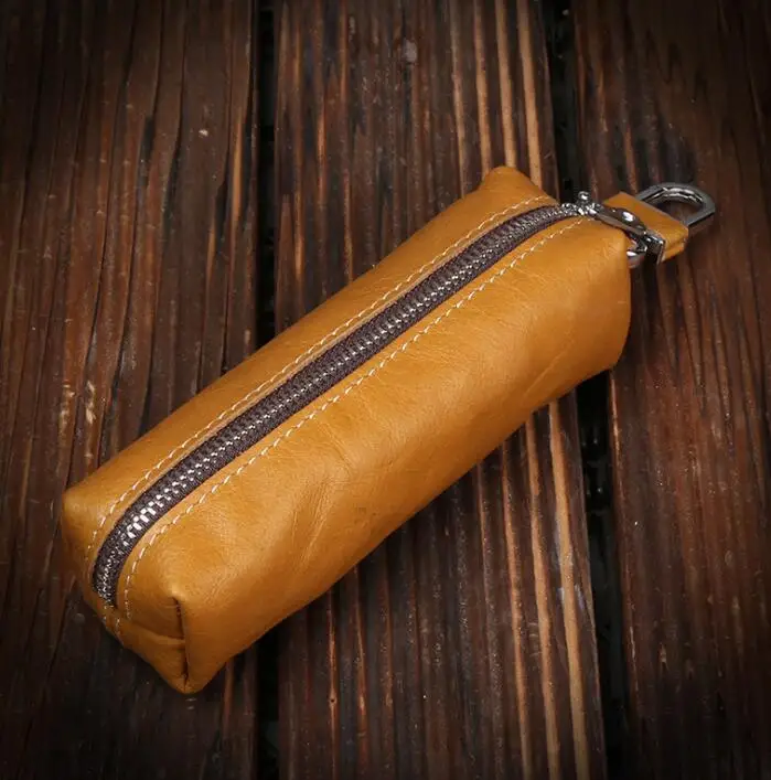 YELLOW Сумка для ключей из натуральной коровьей кожи для мужчин и женщин, маленький чехол для ключей в деловом стиле Kay для женщин, ключница,, брелок для ключей, кошелек - Цвет: YELLOW