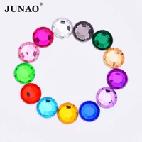 junao 8mm 2000pcs round glue on crystal rhinestones flat back strass crystals non sewing stones acrylic gems for clothes crafts