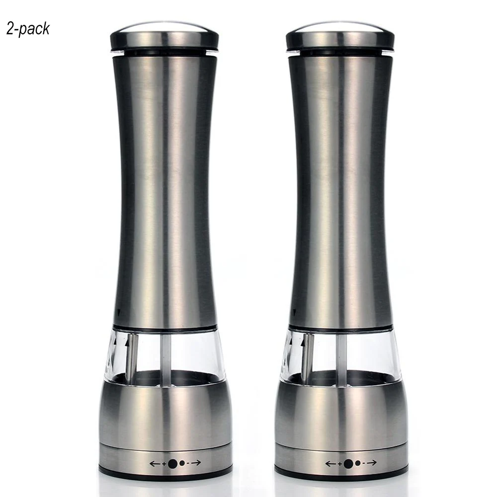 Мельница для соли и перца работающая от батареек из нержавеющей стали набор