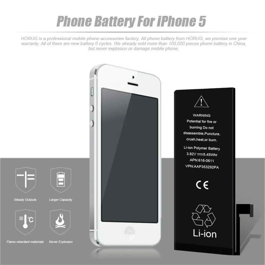 Оригинальная батарея для мобильного телефона HORUG iPhone 5 2019 | Мобильные телефоны и