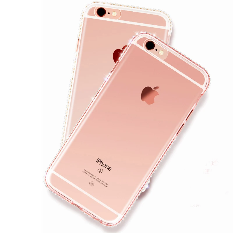 Прозрачный Ультратонкий Мягкий чехол с кристаллами и бриллиантами для Apple iPhone 7
