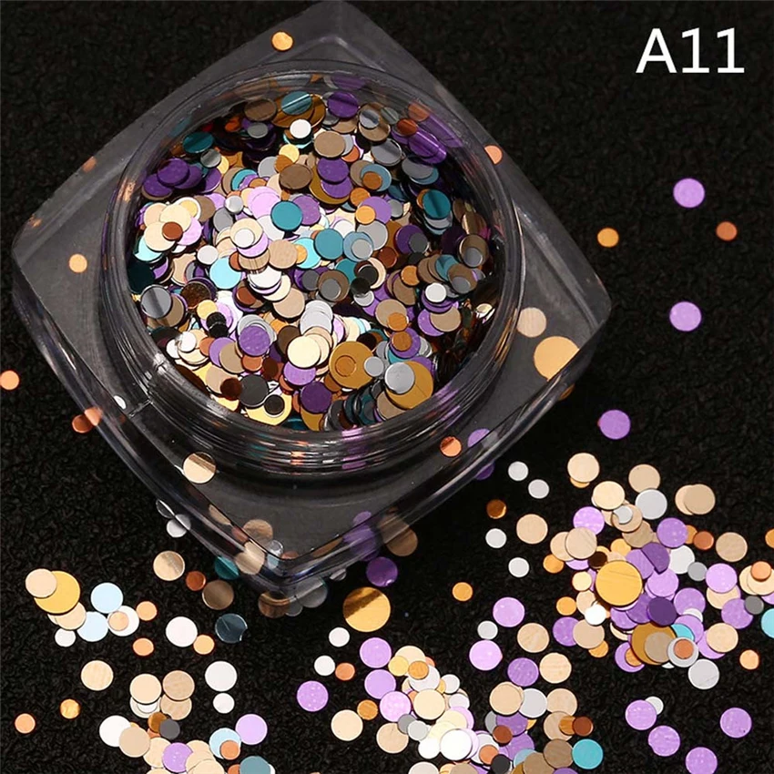 Nail foil 1.5g Hot Fashion Mixed Mini Round Thin Nail Art Glitter Paillette Nail Tip Bottle Gel adesivi unghie 0108 X0424 1 10