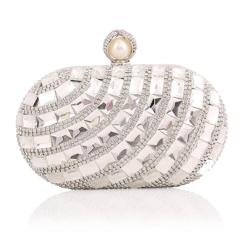 Женская сумка dluch золотистая Серебряная синяя вечерняя сумочка femme Pochette роскошный со стразами дневной клатч шикарные вечерние свадебные сумочки - Цвет: silver