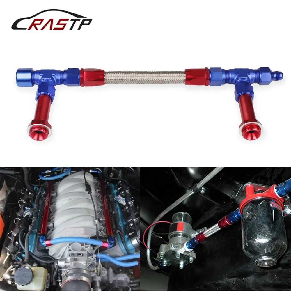 RASTP 1 Pcs AN8 плетеный карбюратор из нержавеющей стали двойная подача топливный