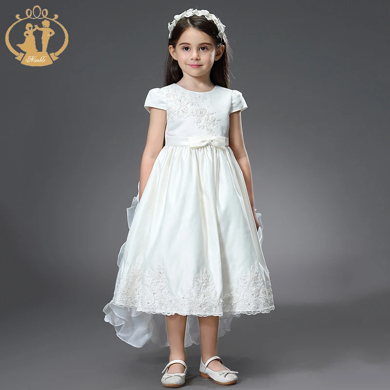 

Nimble dress for girls white Lace Flower Ball Gown Elegant Princess Dress moana vestidos roupas infantis menina for Wedding
