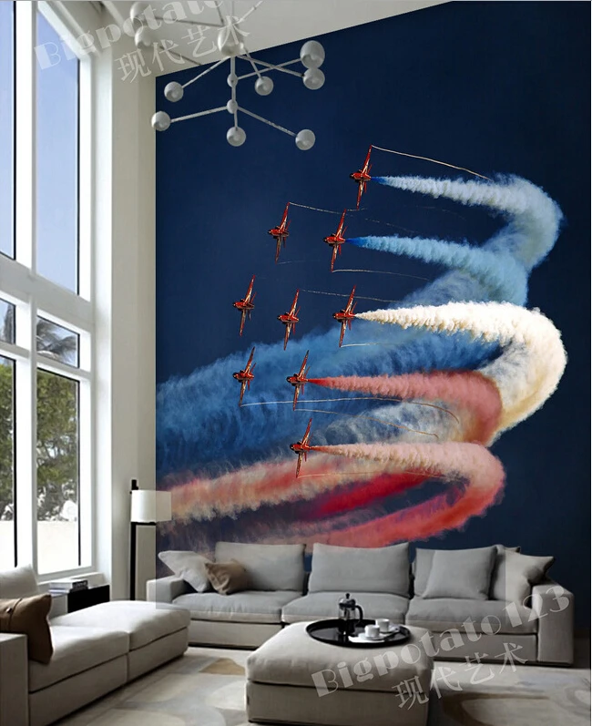 Объемная большая настенная роспись на заказ красивое небо красочная фотография