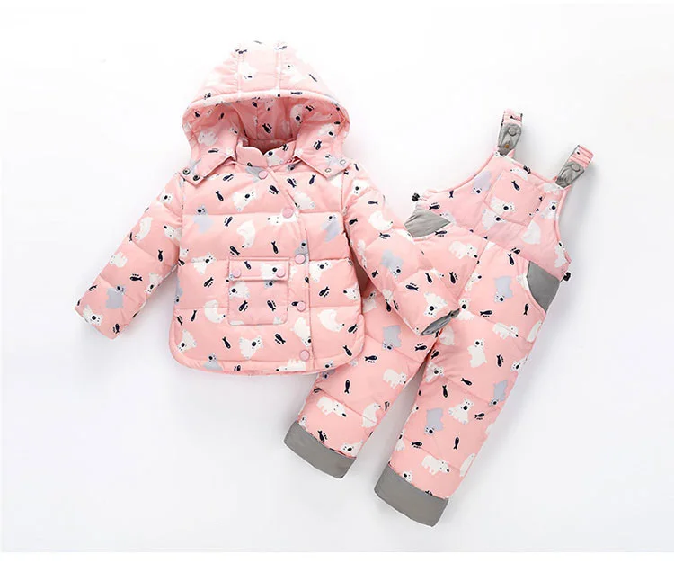 Winter Children Clothing Set Russia Baby Girl Snow Suit Sets Boy's Outdoor Sport Kids Down Coats Jackets+trousers-30degree