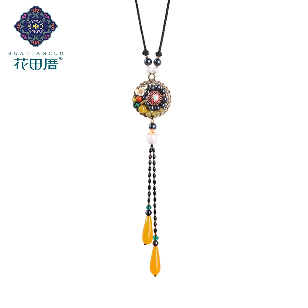 

Ethnic Tassel Handmade Fashin Pendant Necklace Alloy Flower Section Crystal Stone Shell Bead Woman Jewelry Accessories CL-17139