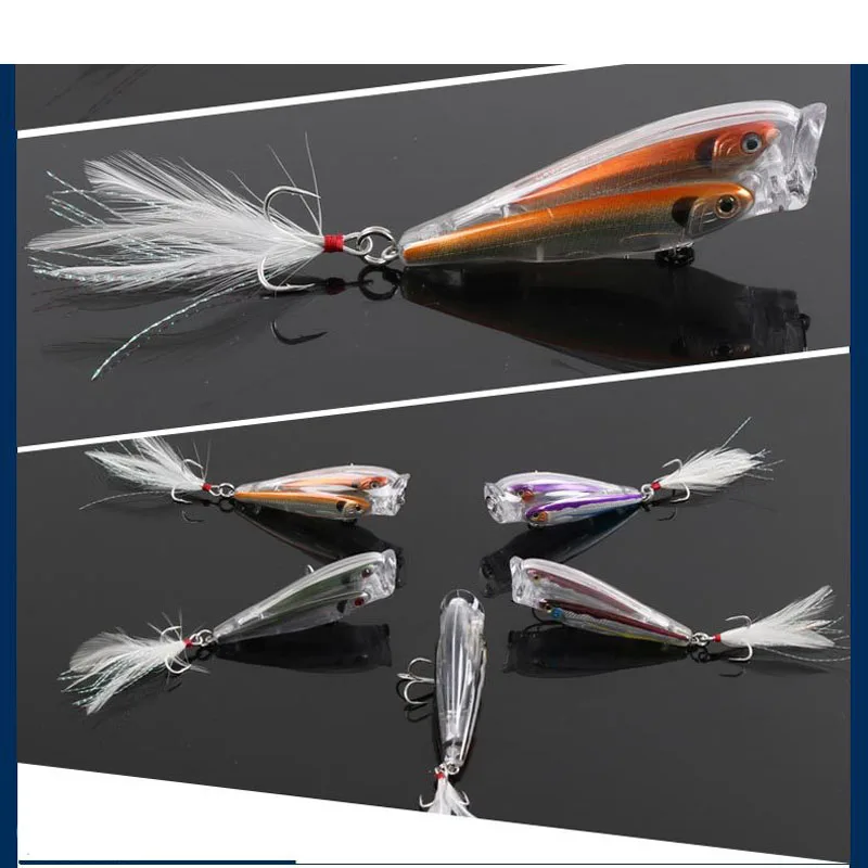 

Lot 2 Pieces Live Target Fish Popper Lures Group Shoal of Fish Artificial Hard Plastic Bait Ball 9cm/10g