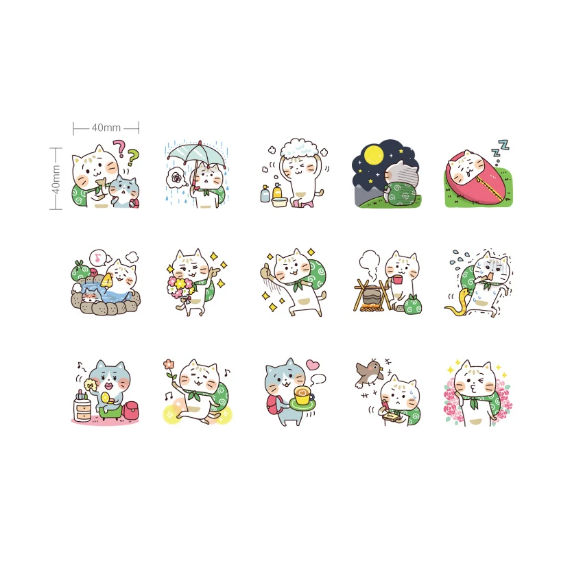 

45pcs/pack Kawaii Cartoon Sticker Cat Journey Student Gift Diary Album Account Cute Decoration Stickers Scrapbooking Seal Label