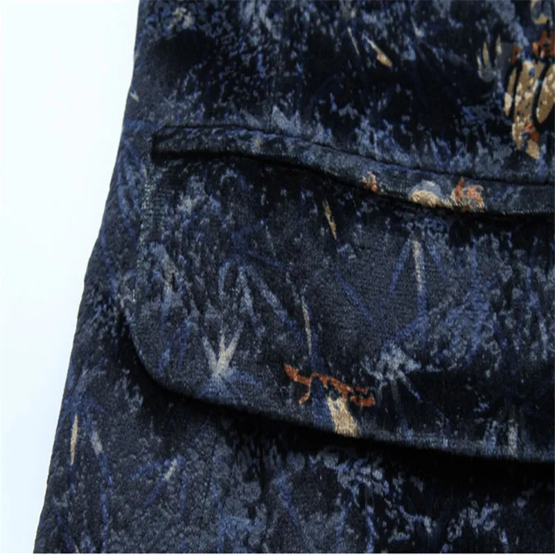 Для мужчин Бизнес печатных пиджак Марка Slim Fit мужской плюс Размеры 6xl бархат