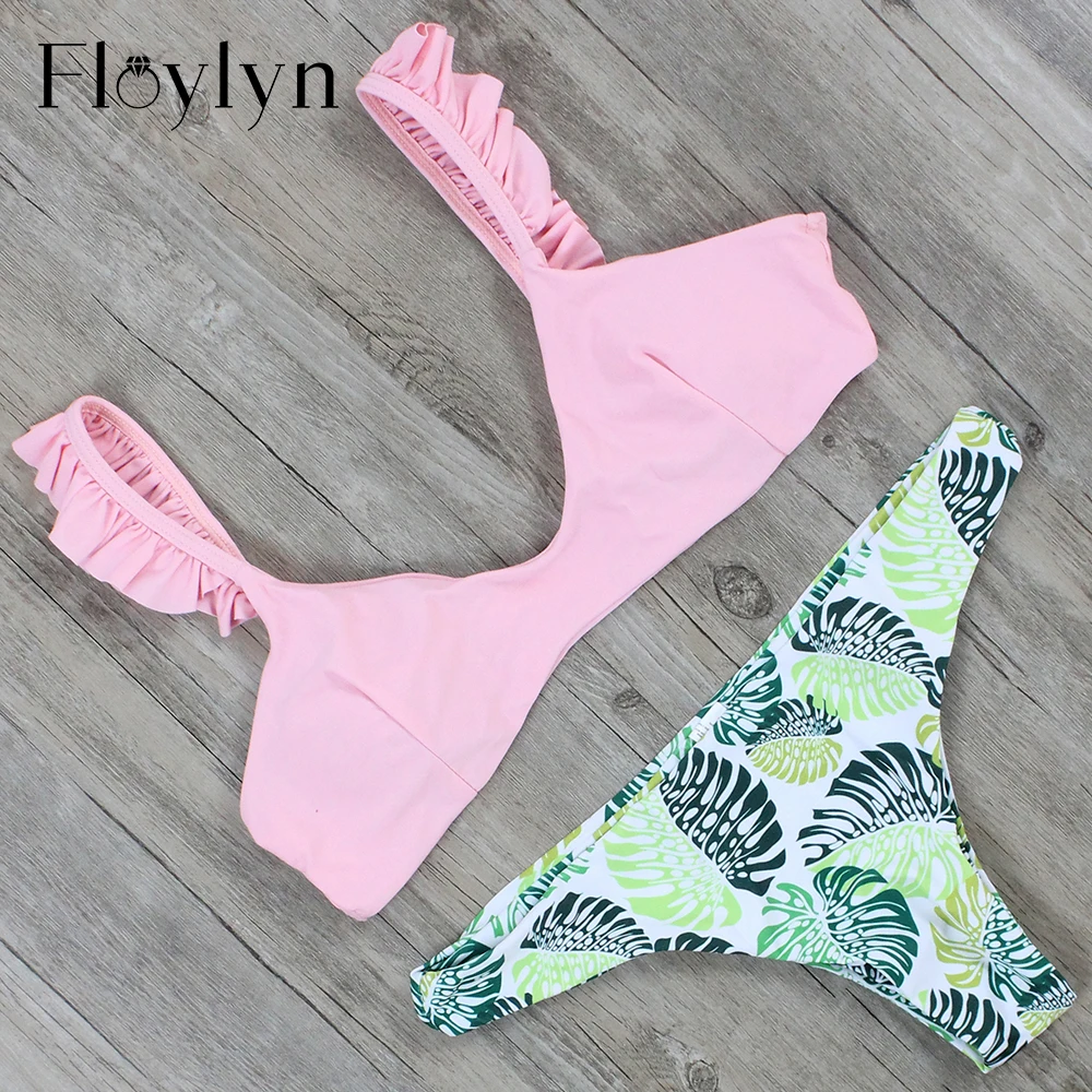 Купальник стринги Floylyn треугольный с оборками эффектом пуш ап|swimsuit swimsuit|swimsuit