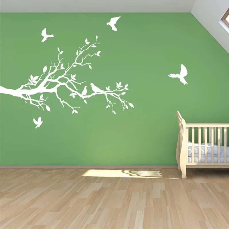 Ветви дерева Стены Наклейка с Мелкими Голубей Винил Фреска Наклейки Съемных