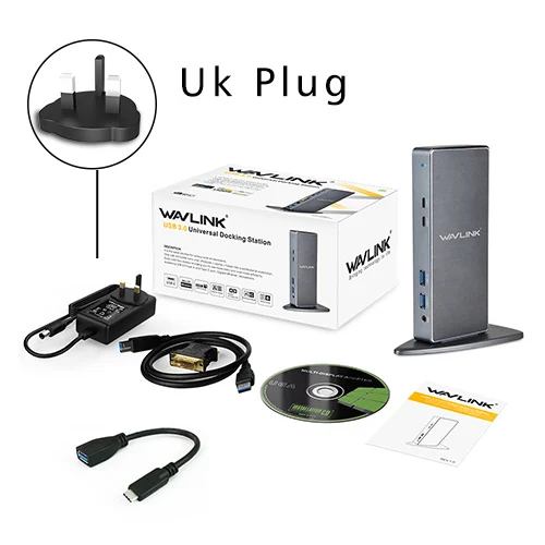 Универсальная док-станция для ноутбука Full HD 1080P USB 3,0 type-C USB-C Вертикальный двойной видео дисплей USB-C док-станция для Mac OS Windows EU - Цвет: UK Plug