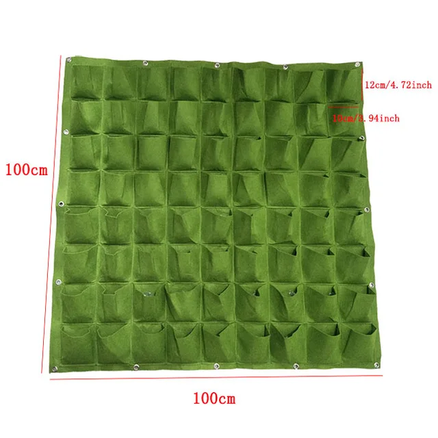 72 Pockets 100x100cm Вертикальная настенная сумка для выращивания, 64/72 карманов, зеленые посадочные сумки, садоводство, овощи, садовая сумка для рассады, товары для дома - Цвет: 72 Pockets 100x100cm