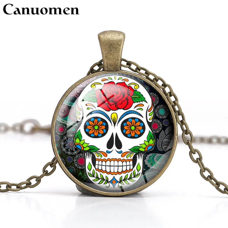 Подвеска Canuomen Sugar Skull ожерелье маска из омертвевшей кожи скелет винтажный