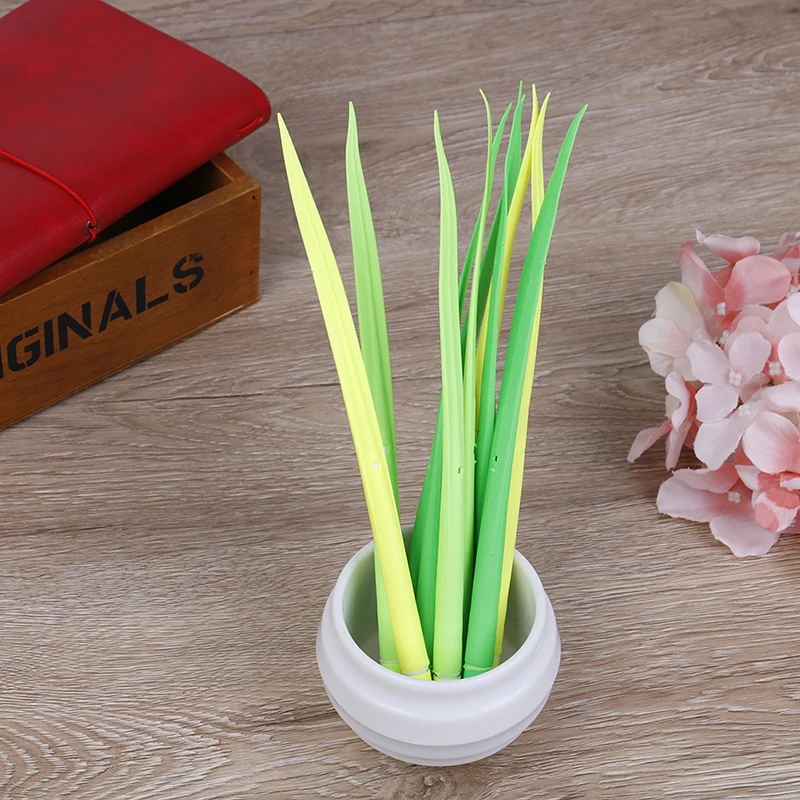 

10 PCS Stationery Office Supplies Material School Creative Tiny Green Grass Gel Pen Blade Grass Potting Decoration