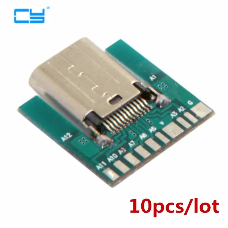 DIY 24pin USB C 3 1 Type штекер и гнездо разъем SMT Тип с ПК плата комплект|usb-c usb|connector smtusb 3.1 |