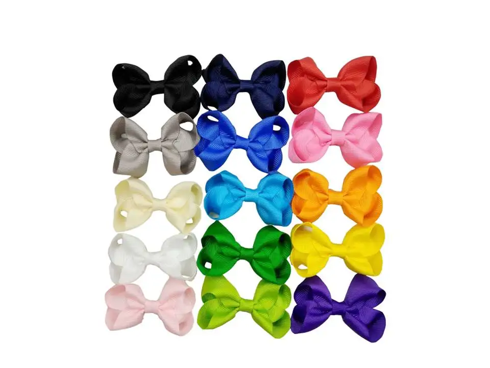 

2.5" Beautique Bow clip Grosgrain Solid Hair Bow for children Mix 15Colors 15pcs