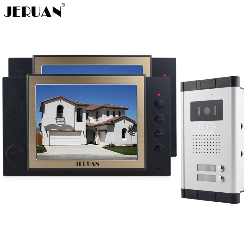 JERUAN квартира 8 дюймов LCD цветной видео домофон запись 700TVL IR COMS камера для 2 кнопки