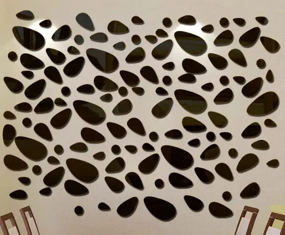 12 шт. 3D зеркальные настенные наклейки самоклеящиеся креативные булыжники гостиная спальня ТВ фон современное искусство DIY домашний декор - Цвет: Black