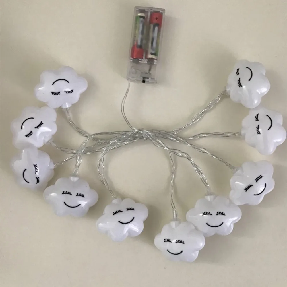 Decoration 2M 10 Leds LED Smile Cloud String Lights Battery Powered Indoor Ambient Lighting For Garden Party Wedding | Освещение