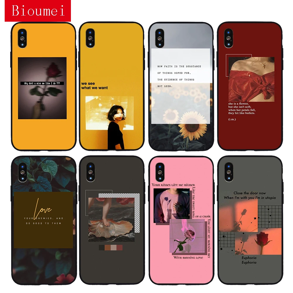 Bioumei garden отпускной винтажный Красный эстетический Мягкий ТПУ чехол для iPhone 11 Pro Max