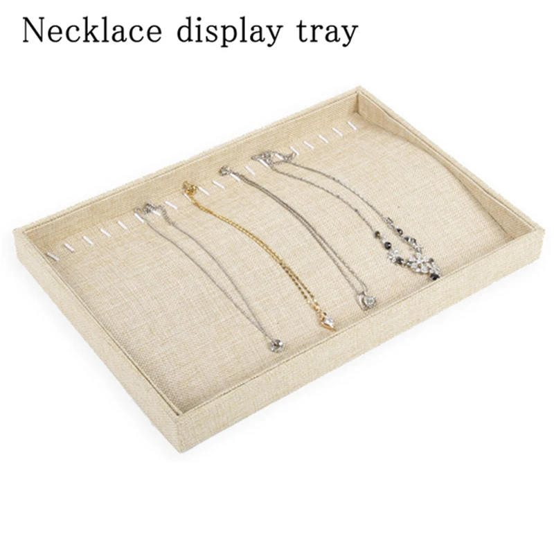 Necklace Display Лотки для ювелирных изделий, держатель для ювелирных изделий, льняное кольцо, браслет, серьги, ожерелье, подвеска, подставка для ювелирных изделий, коробка для хранения, органайзер, подставка - Цвет: Necklace Display