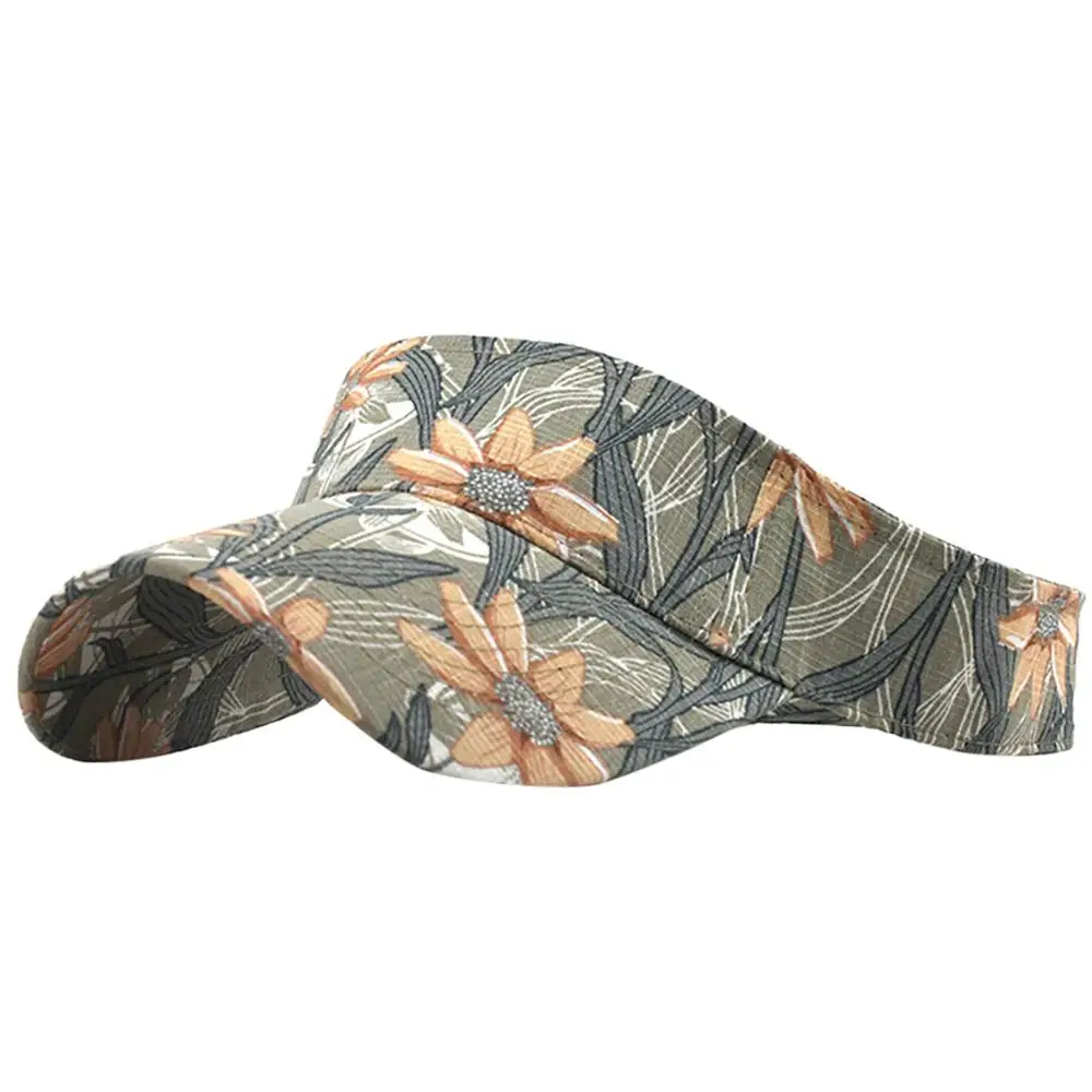 Adjustable Women Sun Hats Summer Beach Hat Visor Cap Girls Floral Sports Hats Tennis Cap Outdoor Empty Top Cap casquette ED