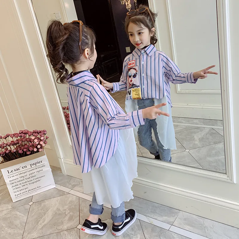 Рубашка для девочек Новинка 2019 года Весенняя детская одежда в Корейском стиле