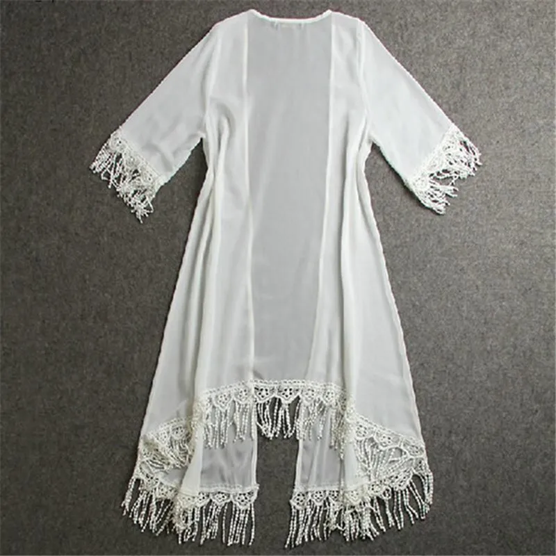 Летнее кимоно кардиган для женщин и девушек солнцезащитный шифоновый длинный