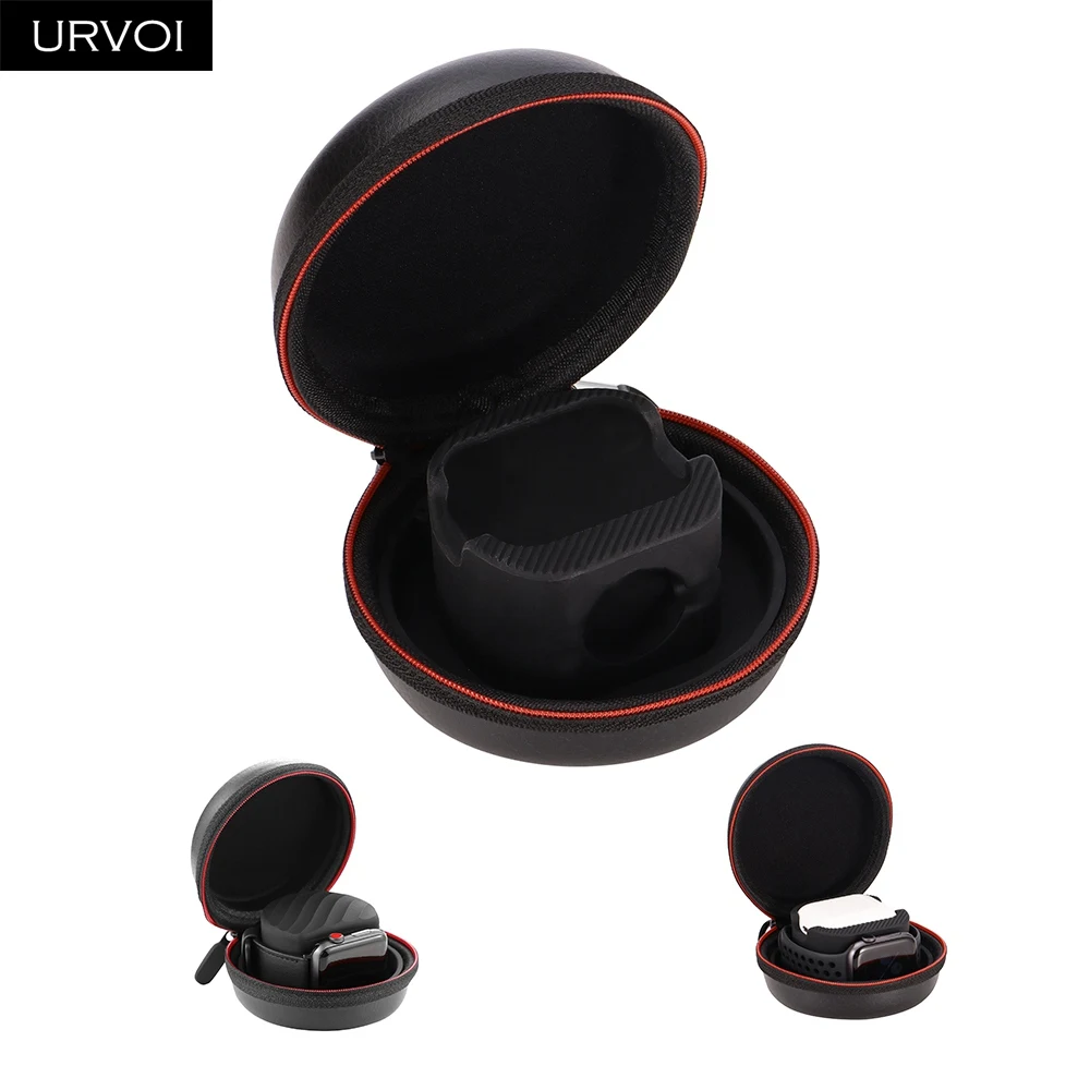 URVOI 2 в 1 держатель для Apple Watch series 54/3/2/1 Airpods модный круглый дизайн легко носить с крючком сумка для часов PU с силиконовым