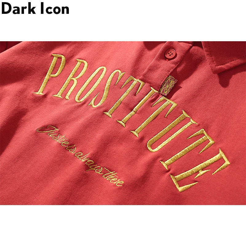 Dark Icon Letters Embroidery and Printing Sweatshirts Men Turn-down Collar Oversized Men's Sweatshirt Streetwear Clothing | Мужская