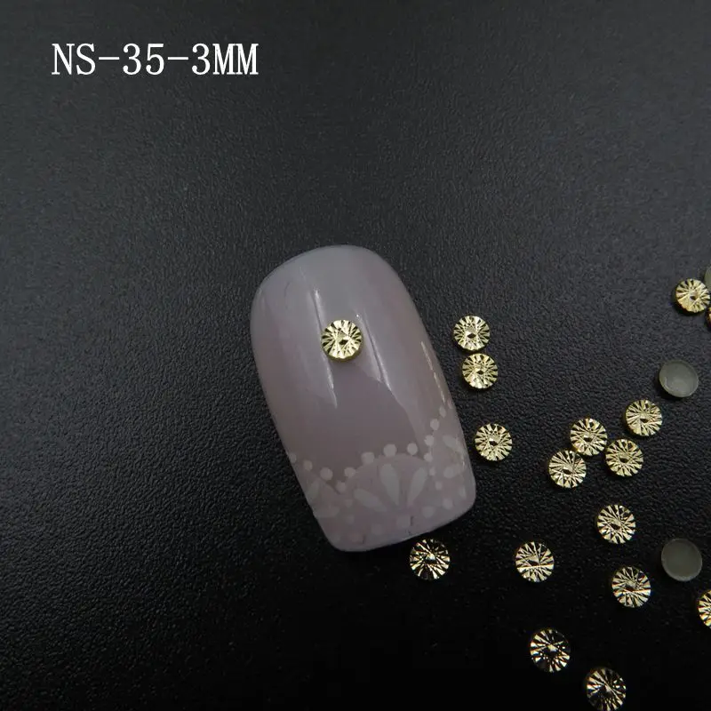 NS-35 3D 30 шт./пакет Высокое качество Розничная 6 мм/4 мм/3 мм цвета: золотистый, серебристый и черный круглый и скор металла стад Металл Дизайн ногтей украшения ns22-36 - Цвет: NS-35