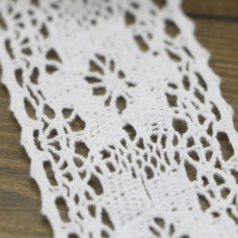 10Y White Beige Cotton Crocheted Lace Fabric Wedding Scrapbook Decration Bridal Ribbon Craft Apparel Sewing Fabric Trims3-5CM images - 6