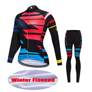 Winter long set Wolfkei бренд Для женщин Велосипедная Форма Длинные Зимний комплект Термальность долго комплект Открытый велосипед спортивной Ropa Ciclismo Велоспорт Джерси - Цвет: Winter long set