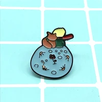 new fashion color round brooch girl jewelry spring and summer mountain image sign brooch cartoon backpack brooch
