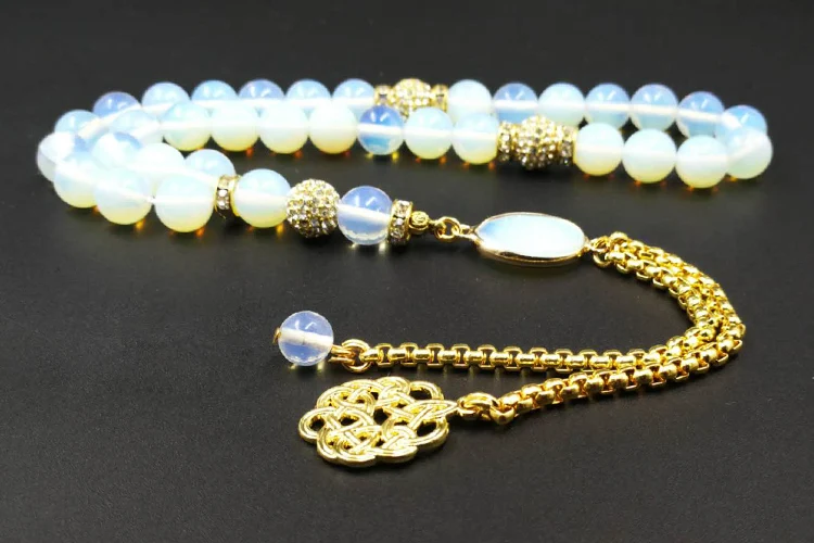 Новое поступление, опал, камень, золотые аксессуары для женщин, Tasbih 33, 66, 99 бусин, мусульманский браслет misbaha для девочек, ислам, четки