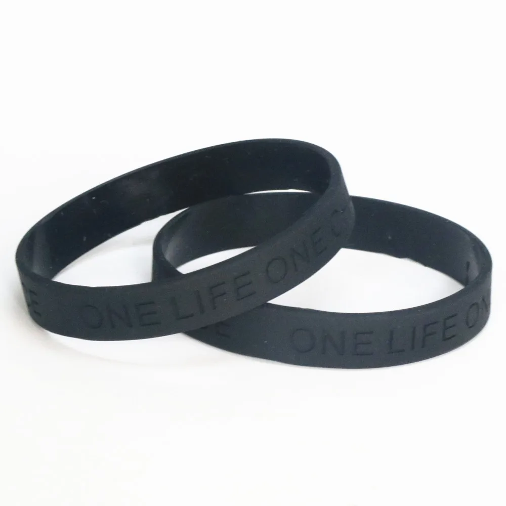 Lukeni 1 ПК одна жизнь один шанс Wristband Силикона Гравированный браслет цвет: черный, синий зеленый резиновые браслеты и браслеты ювелирные изделия SH066