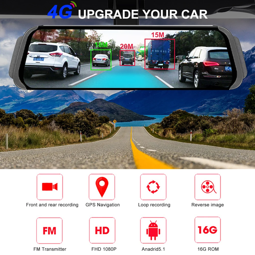 Автомобильный видеорегистратор Bluavido 10 дюймов GPS 4G Android|Видеорегистраторы| |