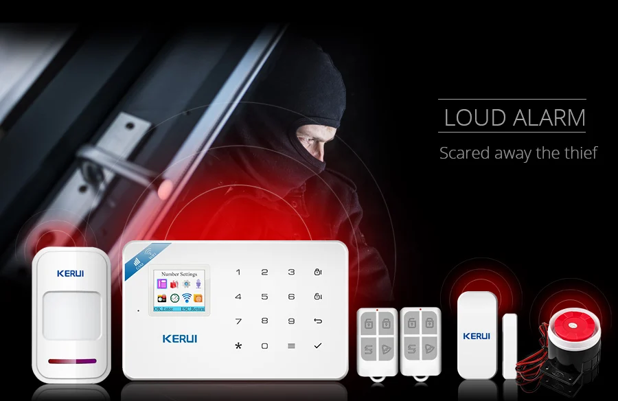 KERUI wifi GSM охранная сигнализация Система детектор дыма беспроводная домашняя сигнализация Встроенная сирена с наружной солнечной сигнализацией