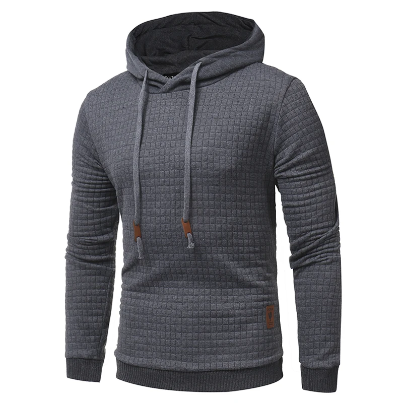 W09DarkGrey Мужские толстовки в клетку с длинным рукавом, одноцветная толстовка с капюшоном, Мужская толстовка с капюшоном, повседневная спортивная одежда - Цвет: W09DarkGrey