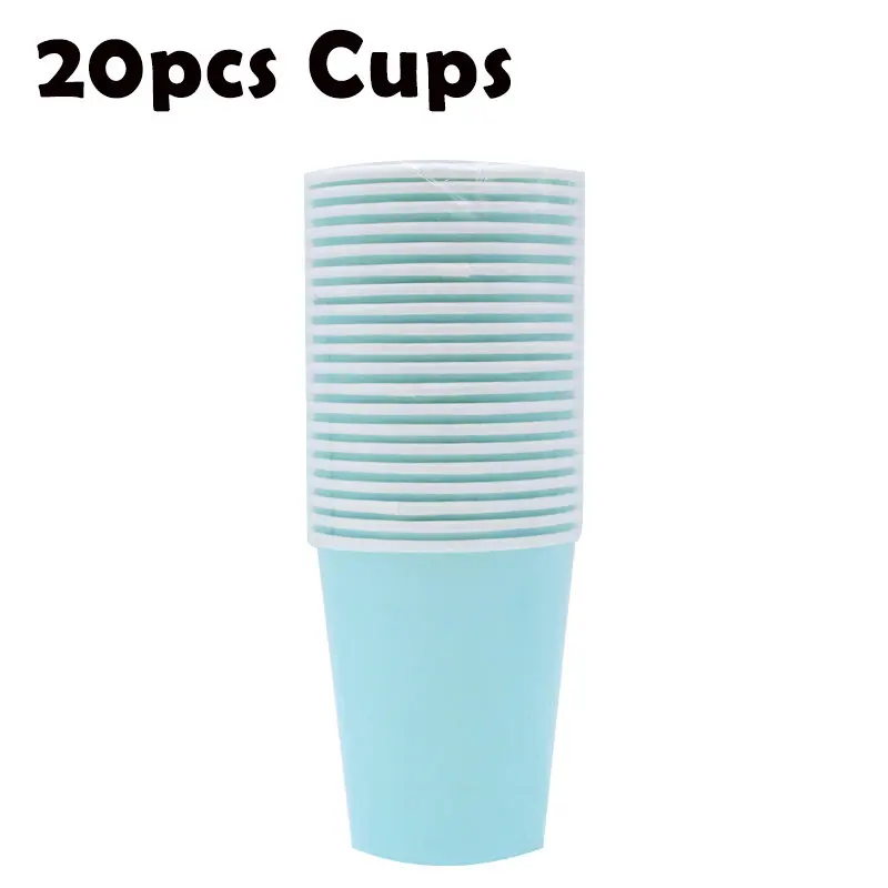 Cups-20pcs 65 шт Свадебные украшения для дня рождения желтая одноразовая посуда чашки тарелки бумажные трубочки, принадлежности для вечеринки подарок для детского душа - Цвет: Cups-20pcs