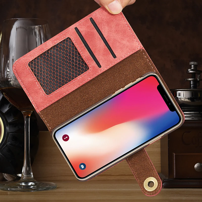 Винтажный кожаный чехол для телефона для iPhone X XR XS Max 8 7 Plus держатель для карт кошелек чехол для iPhone 6 6S Plus 5 5S Магнитный флип-чехол