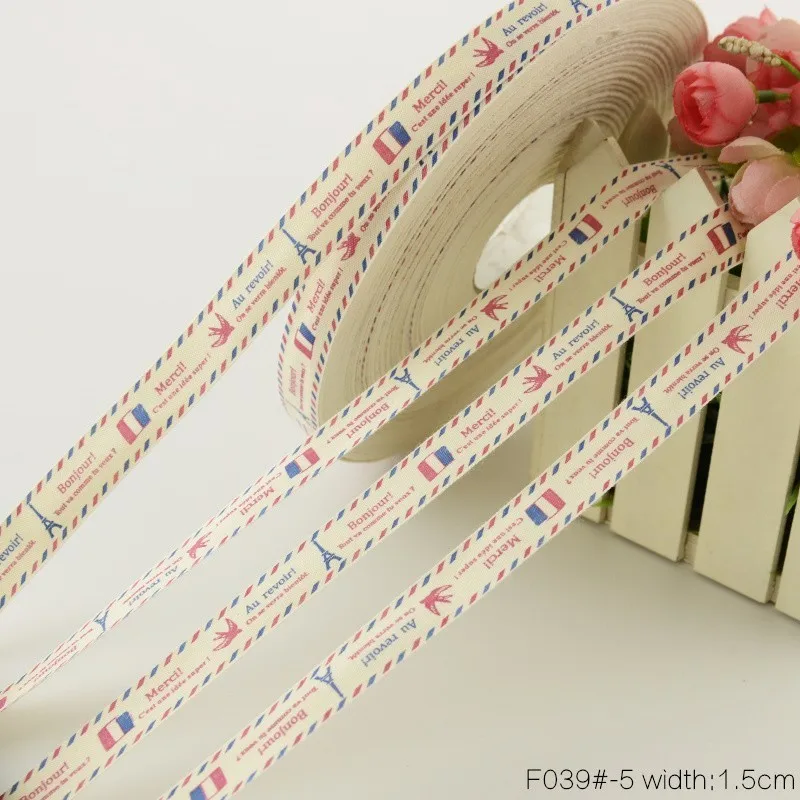 Teramila ткань "Hand made" дизайн печатных хлопчатобумажные ленты с лейблом DIY Швейные изделия ручной работы аксессуары для одежды 1,5 см ширина 2 м/лот - Цвет: 1.5CM Width
