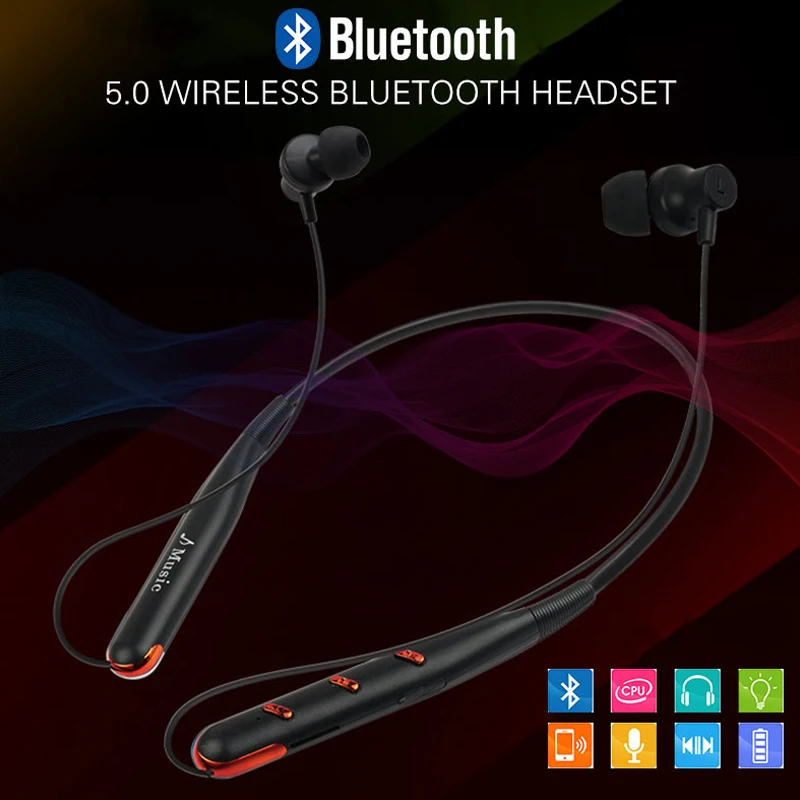 Bluetooth 5 0 беспроводные наушники для шеи гарнитура бас стерео водонепроницаемый