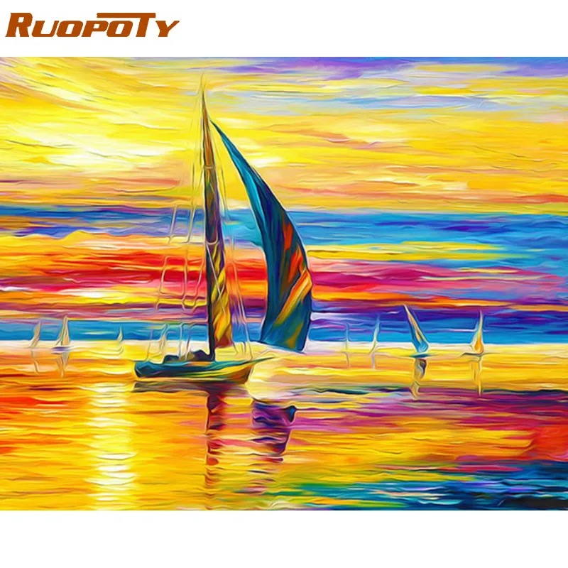 1690 Ruopoty рамка Лебедь животные DIY картина по номерам Настенная картина акриловая холст картина для свадебного украшения Прямая - Цвет: 1690