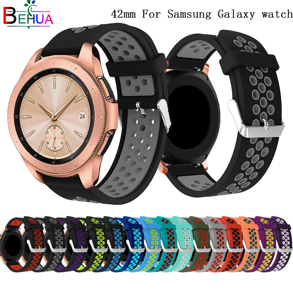 

20mm strap For samsung Galaxy 42mm watch band Replacement sport Silicone Round hole ventilation For samsung Gear S2 watch Strap